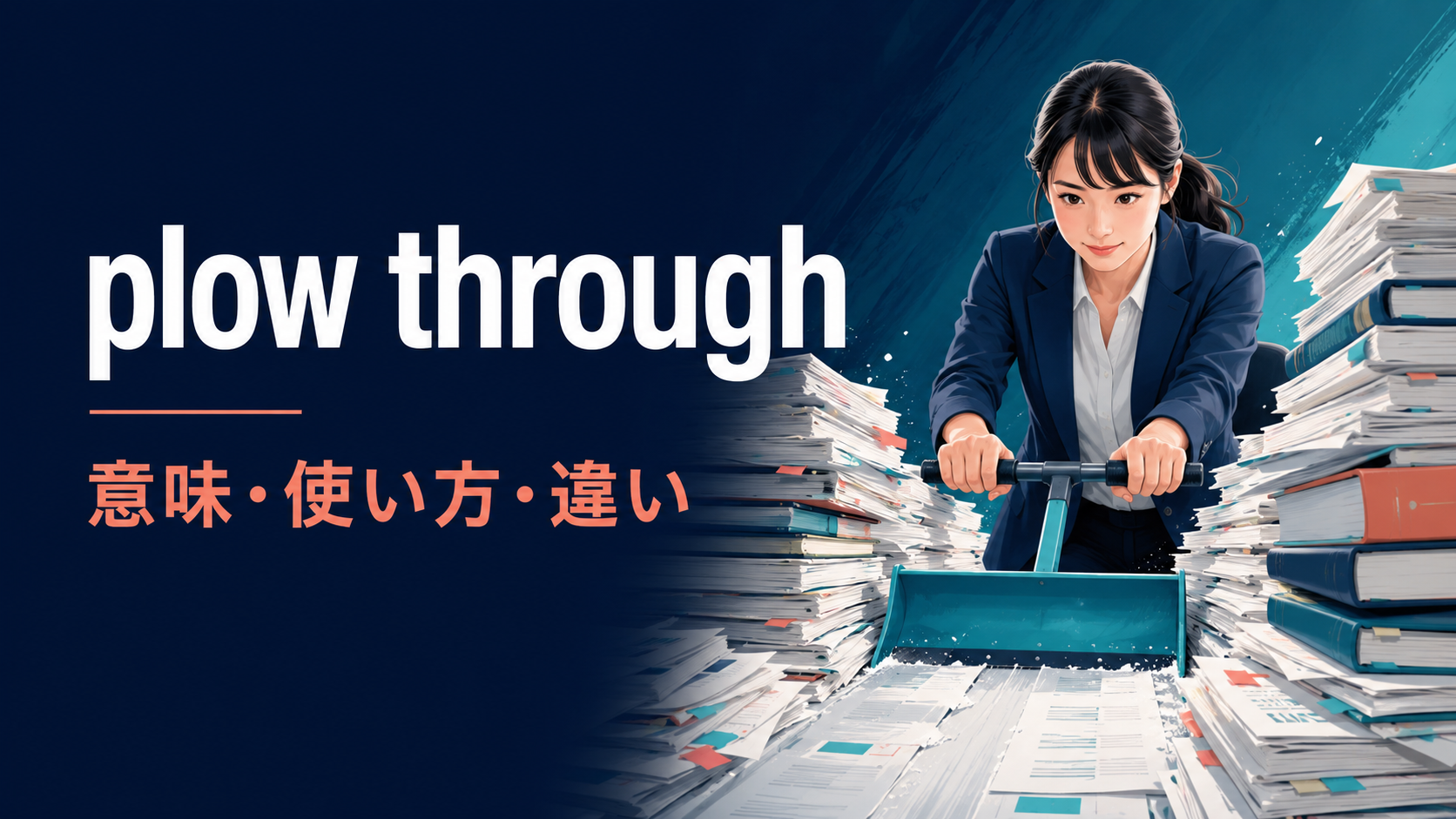 plow throughの意味と使い方を解説するアイキャッチ画像