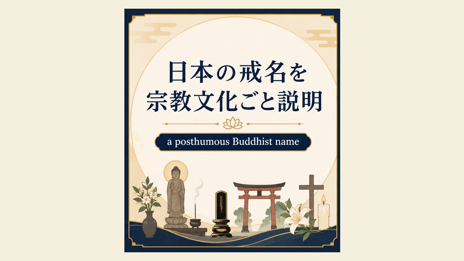 戒名の英語表現と使い分けを説明するイラスト