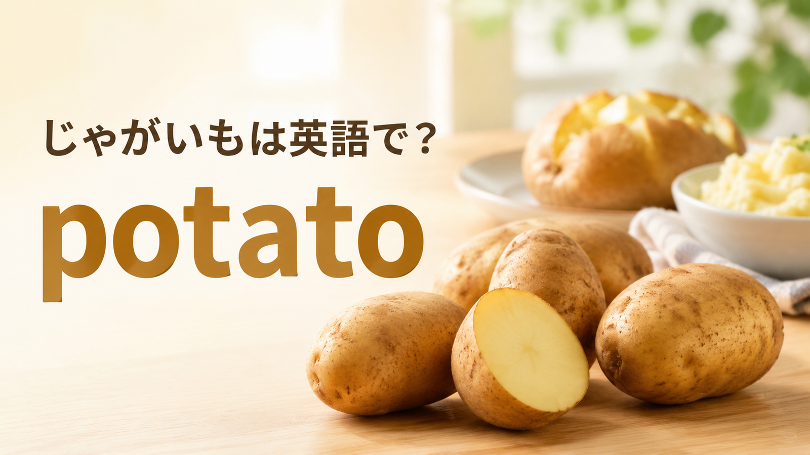 じゃがいもは英語でpotatoと紹介する記事のアイキャッチ