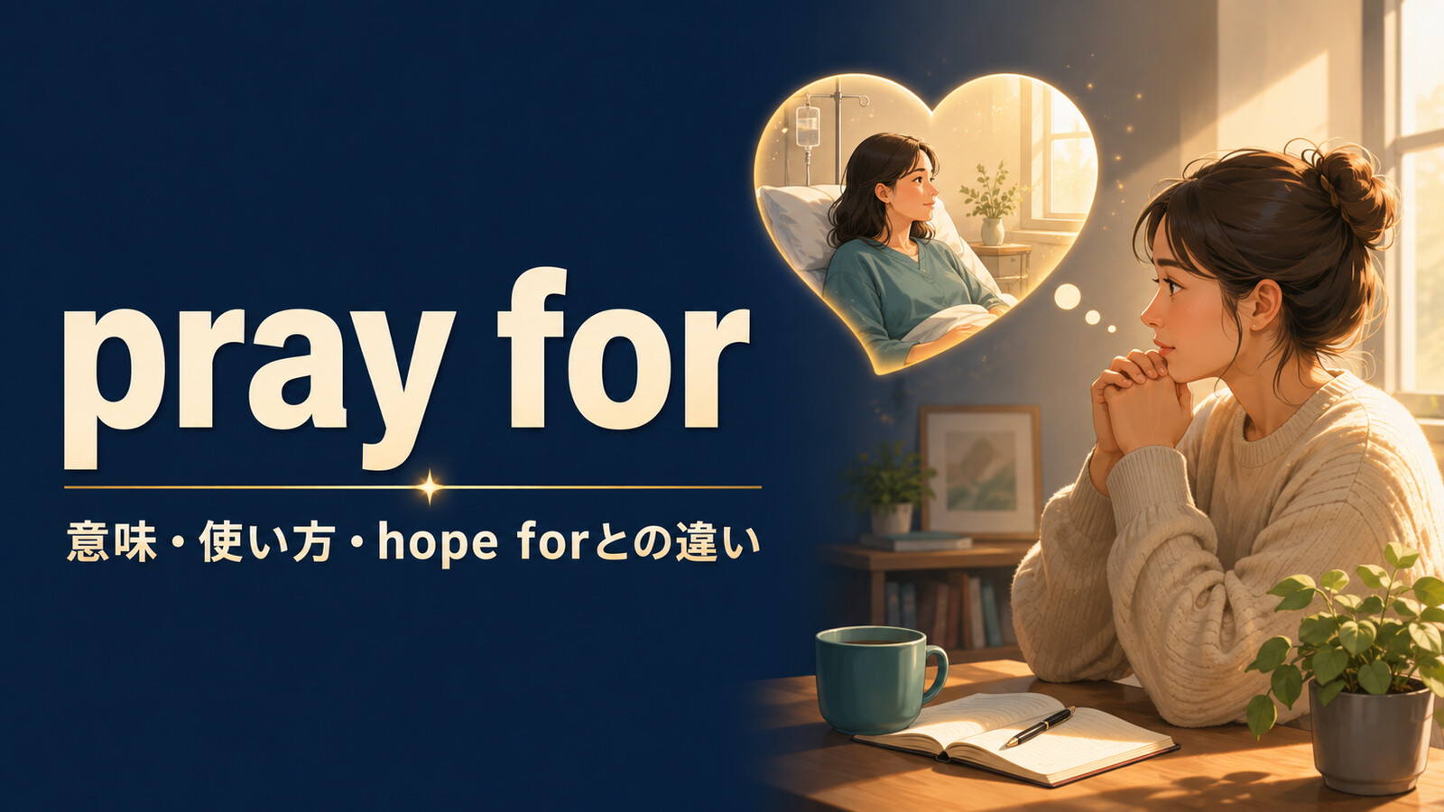 pray forの意味は？使い方・語順とhope for・wish forとの違いを例文で解説