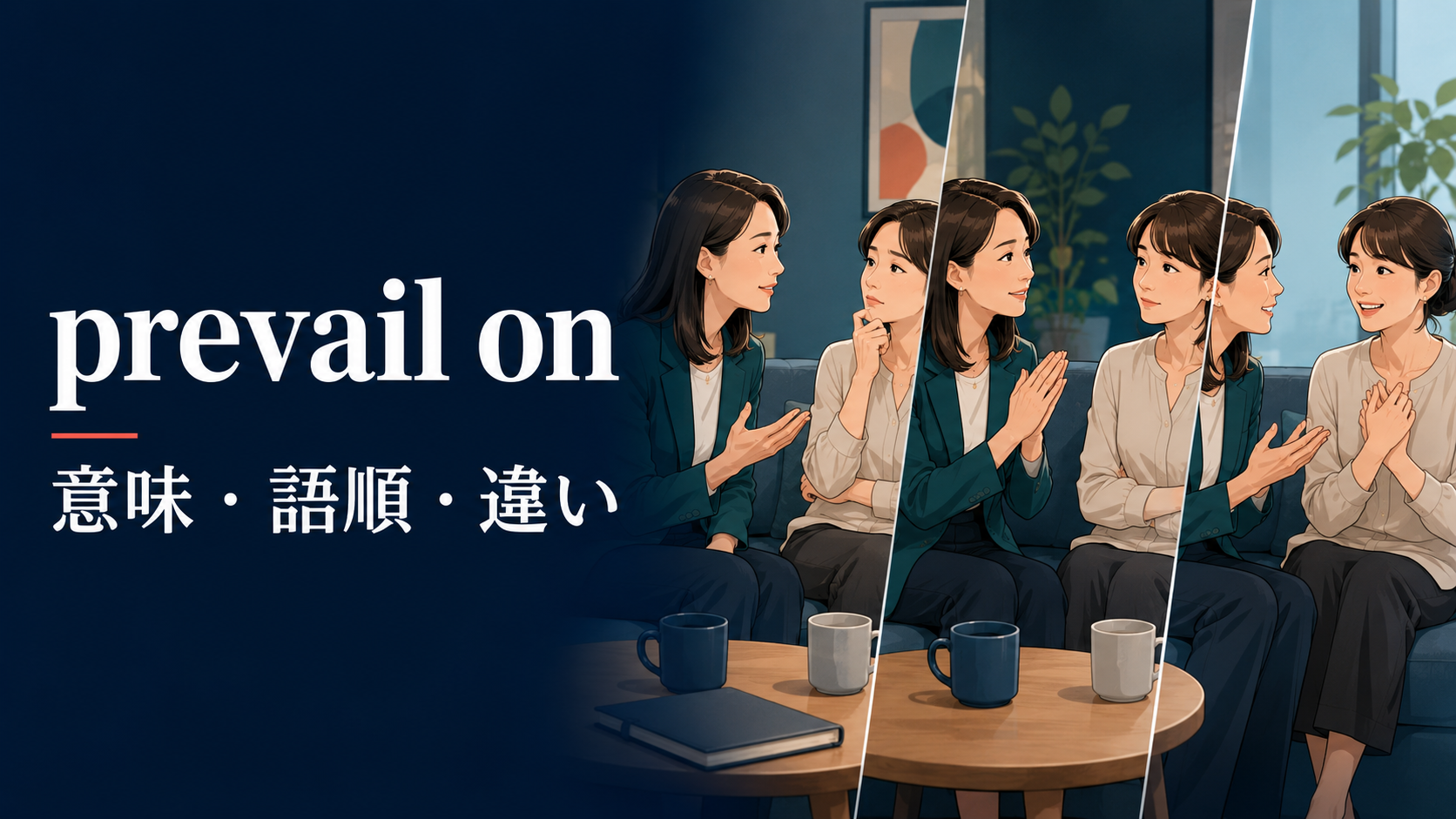prevail onの意味・語順・類似表現との違いを解説するアイキャッチ画像