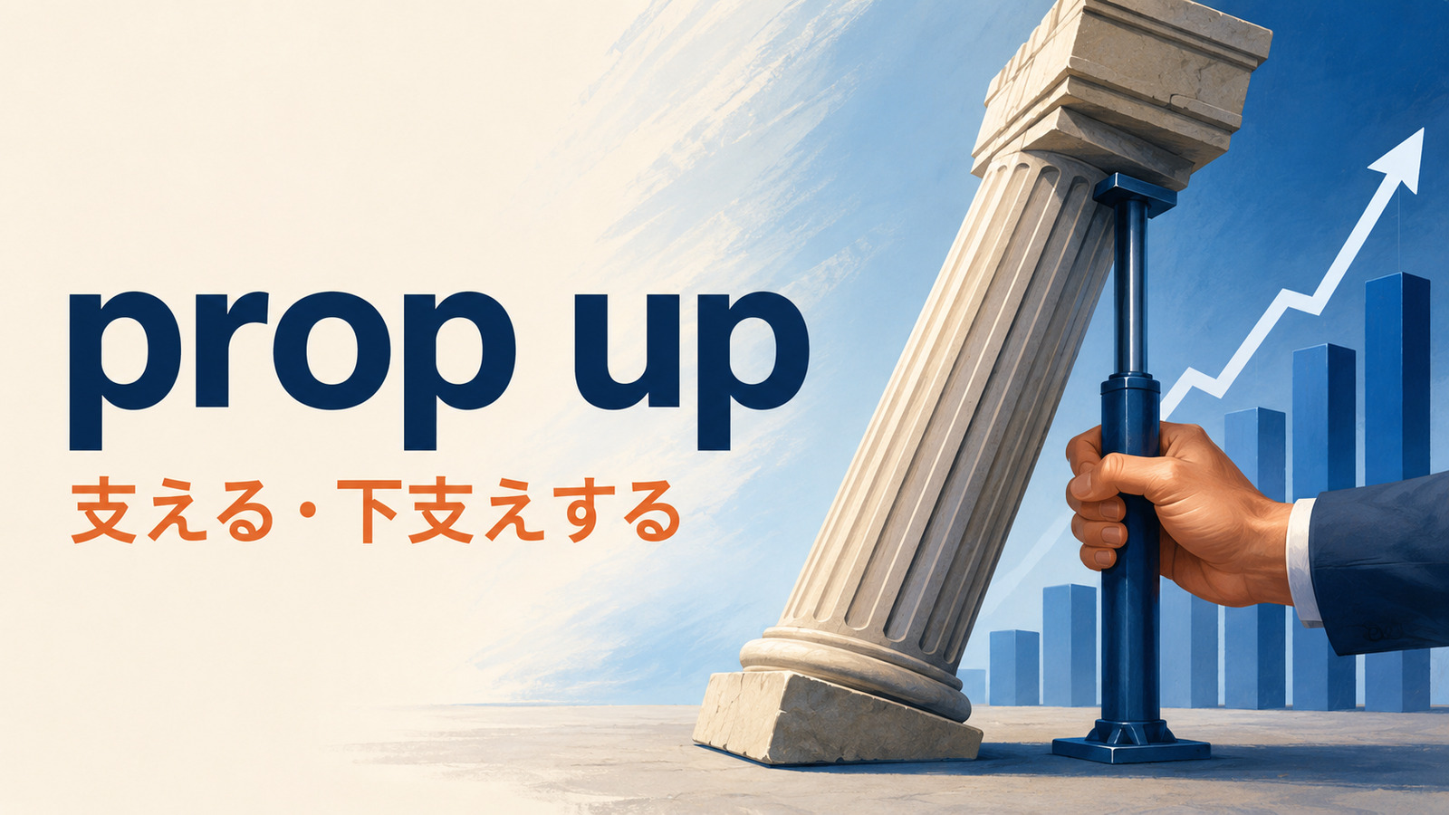 prop upの意味は？「支える・下支えする」の使い方とsupportとの違い