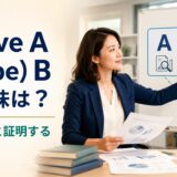 証拠をもとにprove A to be B「AがBだと証明する」を示すイラスト
