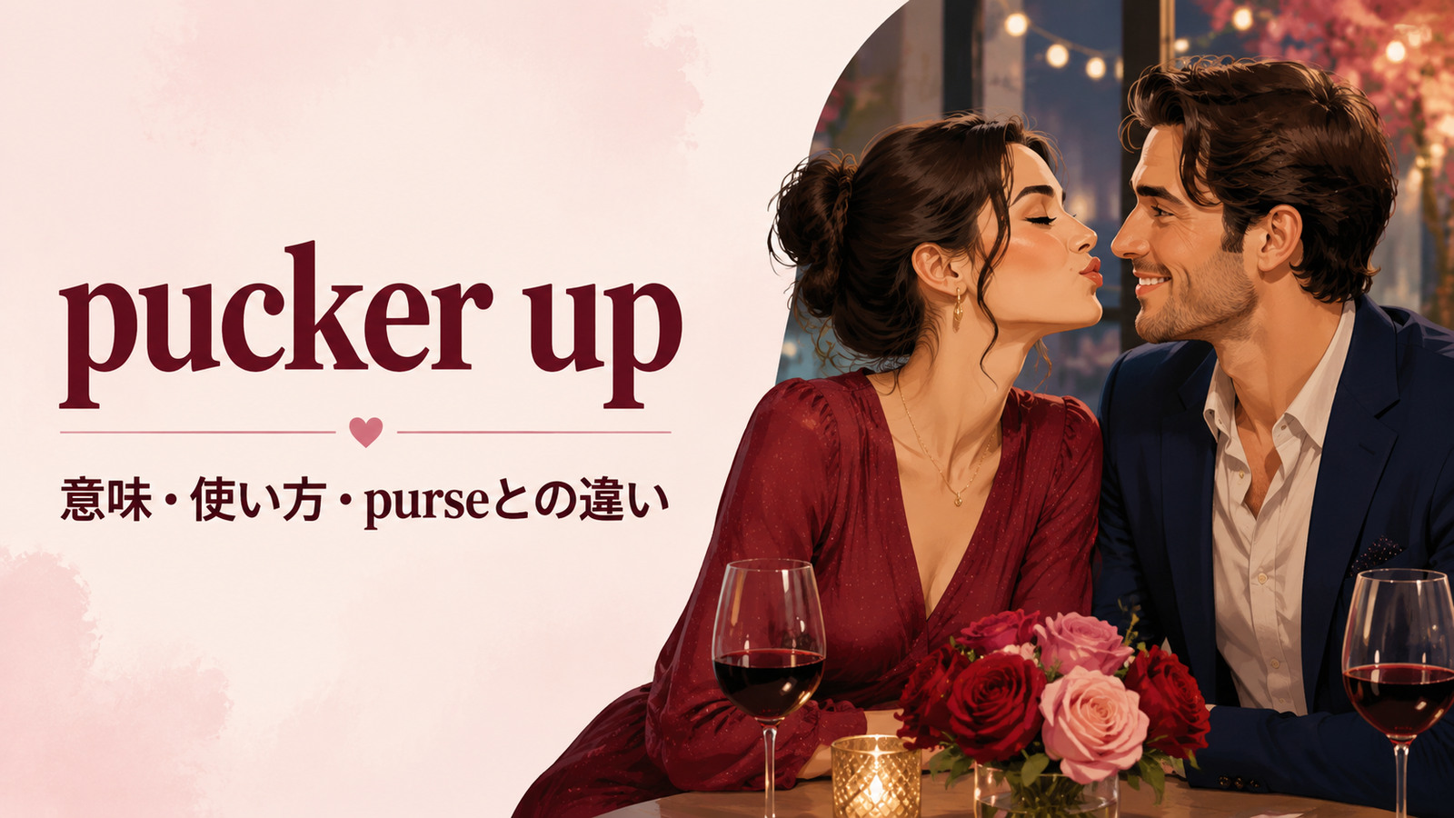 pucker upの意味は？「キスの準備をする」の使い方とpurseとの違い