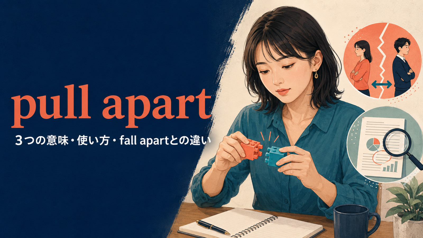 pull apartの3つの意味・使い方とfall apartとの違いを解説するアイキャッチ画像