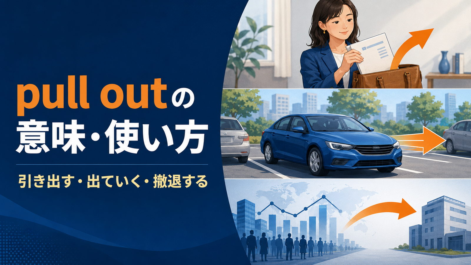 pull outの意味は？「引き出す・出ていく・撤退する」の使い方・語順と例文