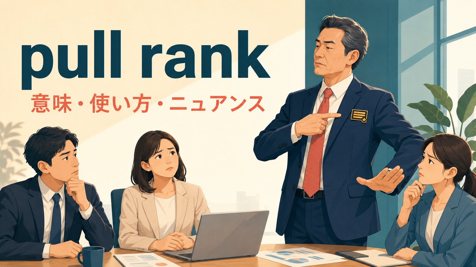 pull rankの意味は？「地位を利用して押し通す」の使い方・語順と例文