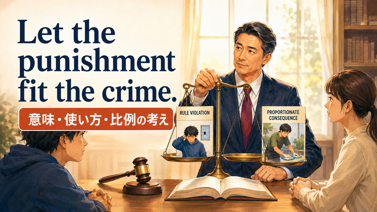 Let the punishment fit the crime.の意味・使い方