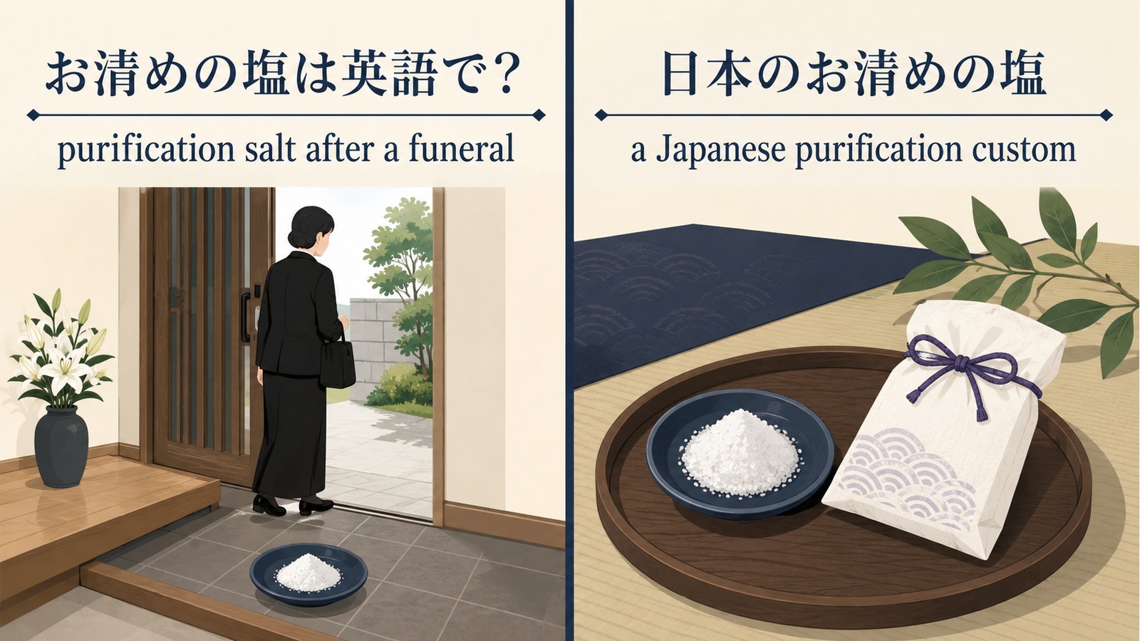 「お清めの塩」は英語で？purification salt after a funeralの意味・使い方・文化差と例文