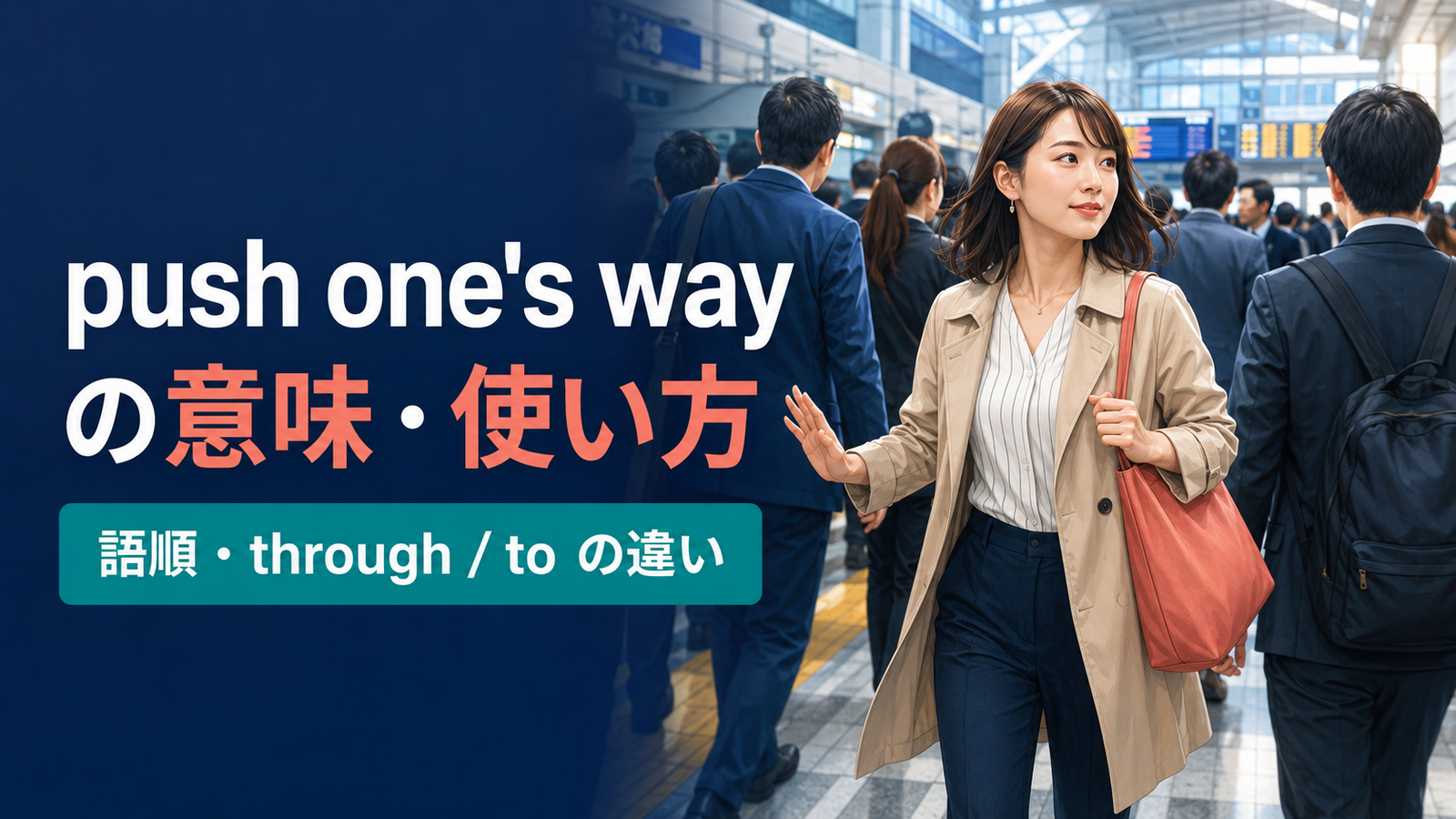 push one’s wayの意味は？語順・使い方とthrough／to・make one’s wayとの違い