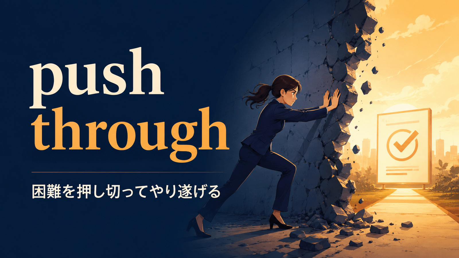 push throughの意味は？「困難を乗り越えてやり遂げる」の使い方