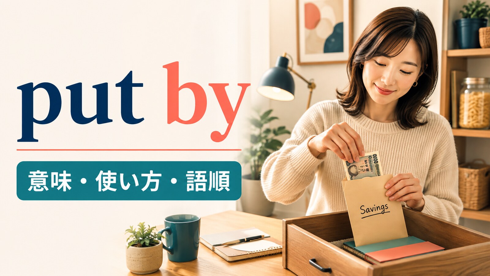 put byの意味は？「将来のために取っておく」の使い方・語順とput asideとの違い
