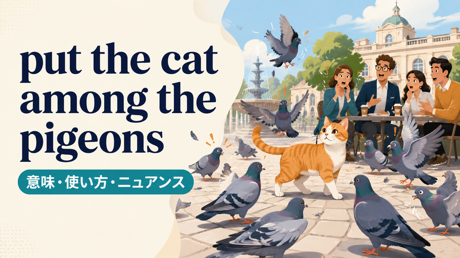 put the cat among the pigeonsの意味・使い方・ニュアンス
