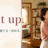 put upの意味「掲げる・建てる・泊める」を示すアイキャッチ