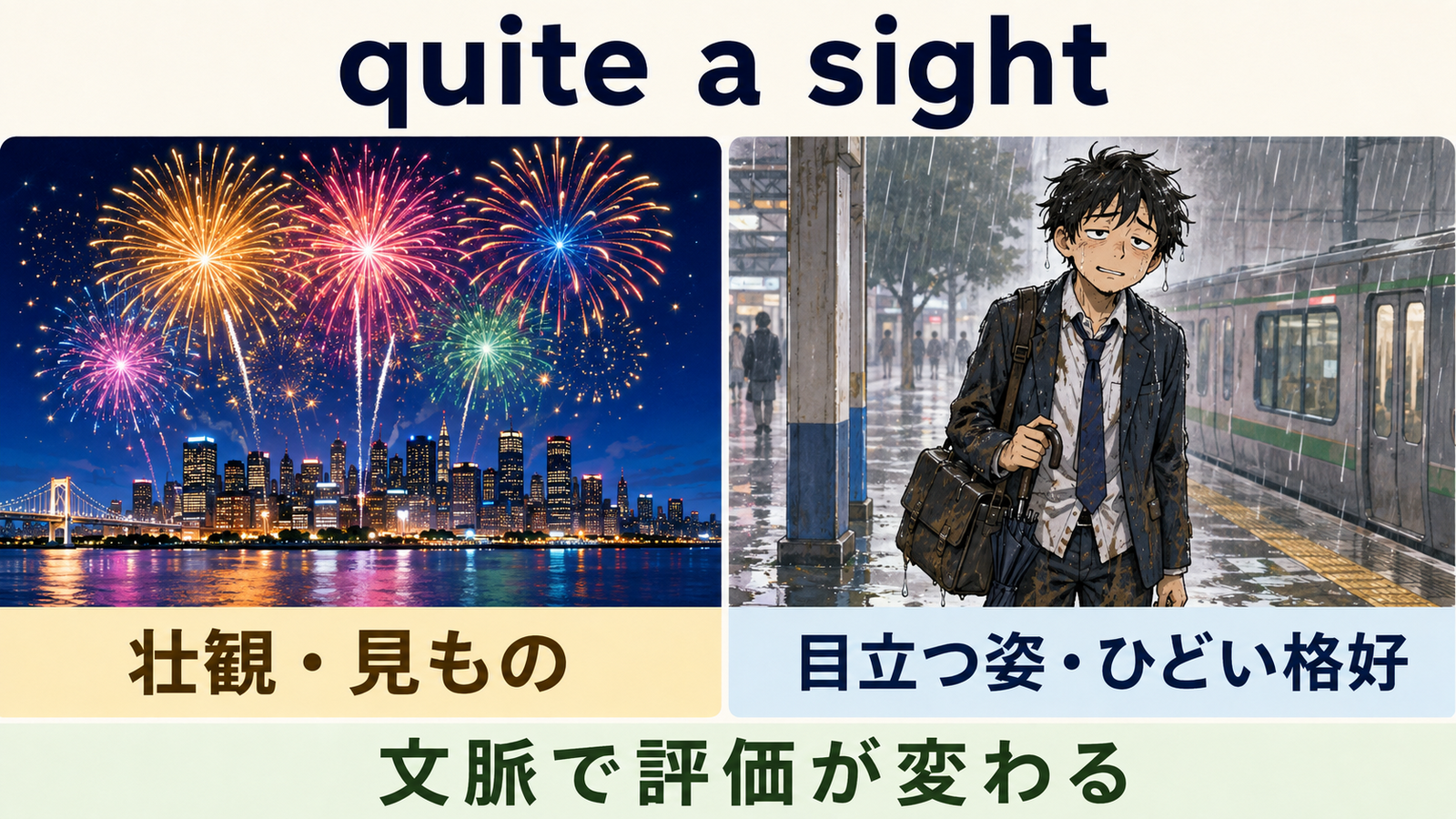 quite a sightの壮観とひどい格好のニュアンス比較