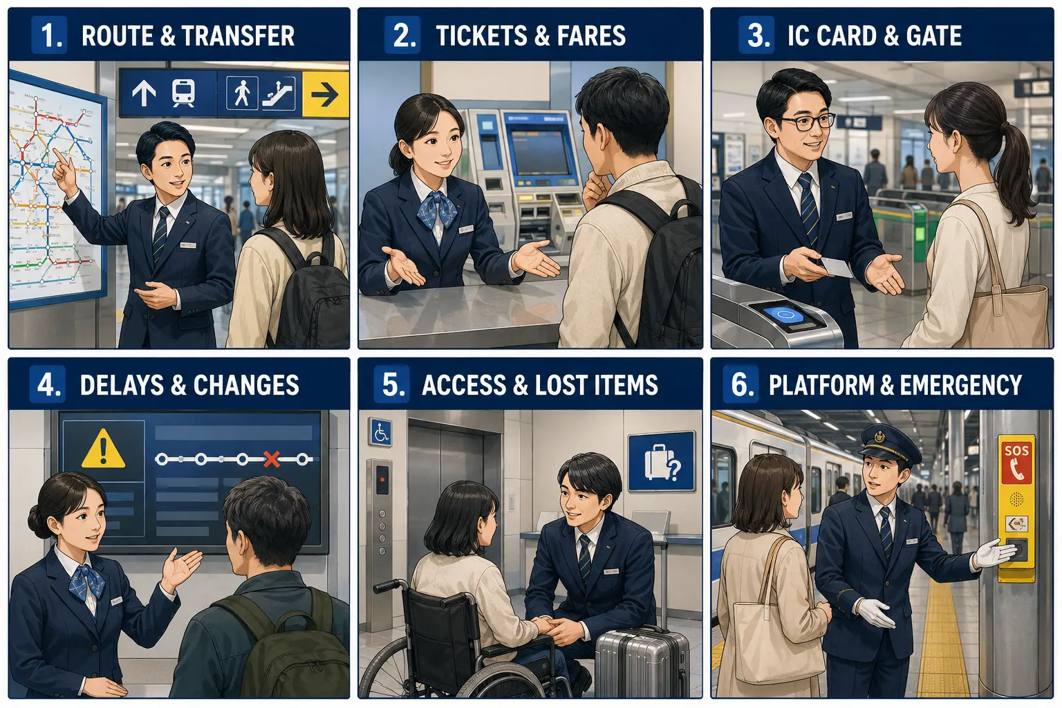 鉄道・駅係員の英語接客で使う6つの場面