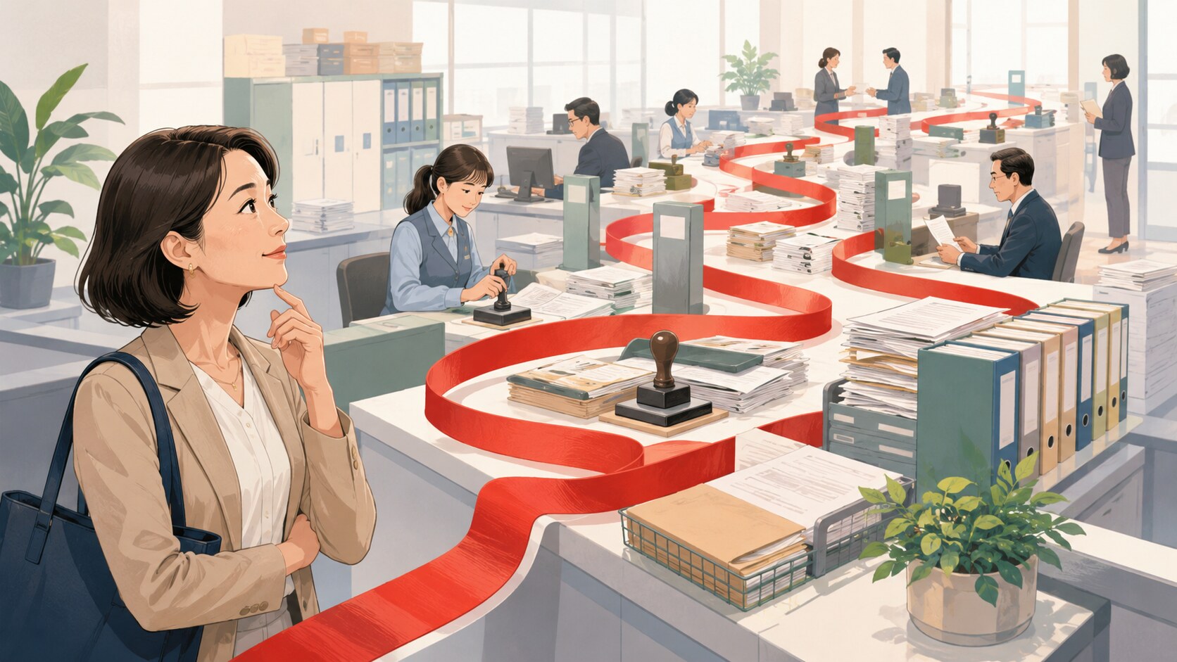 red tapeの意味は？「お役所仕事」になる語源・使い方と例文