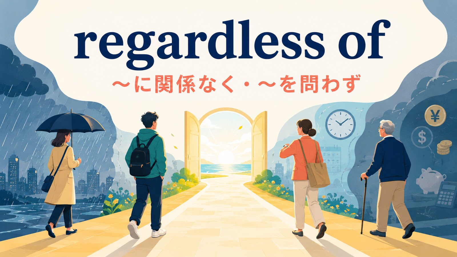regardless ofは「〜に関係なく・〜を問わず」を表す英語表現