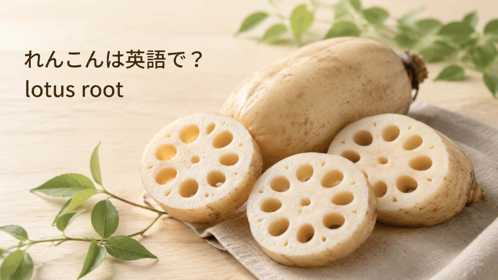 れんこんは英語でlotus rootと説明する記事のアイキャッチ