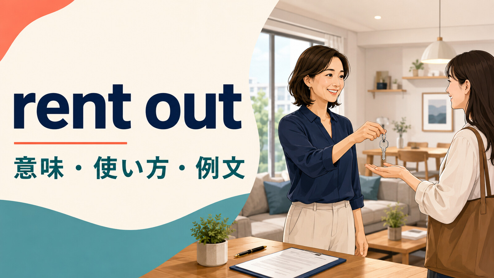 rent outの意味・使い方・例文を解説するアイキャッチ