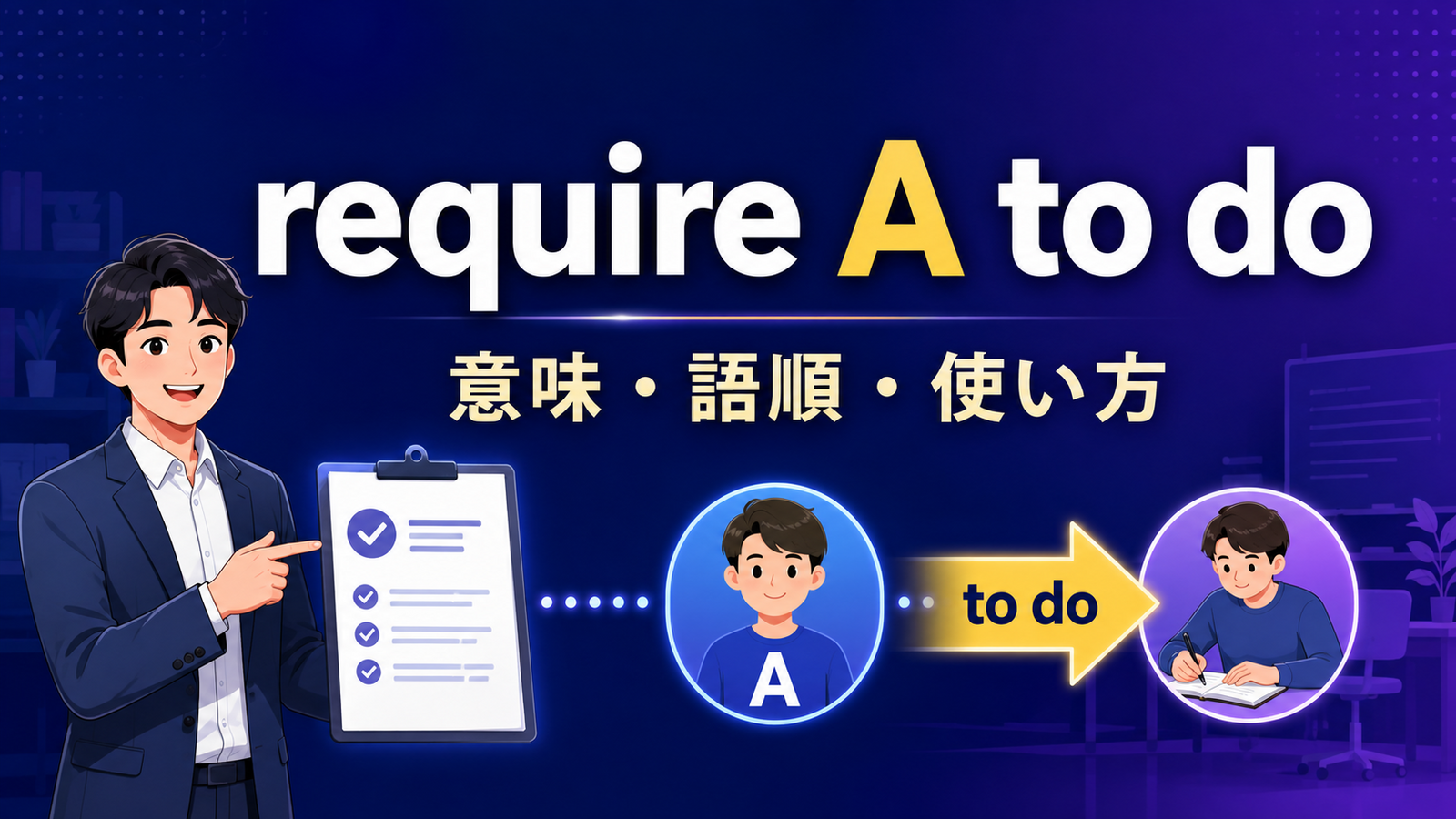require A to doの意味・語順・使い方を解説するアイキャッチ画像