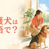 保護犬は英語で?保護施設で女性が保護犬と出会うイラスト