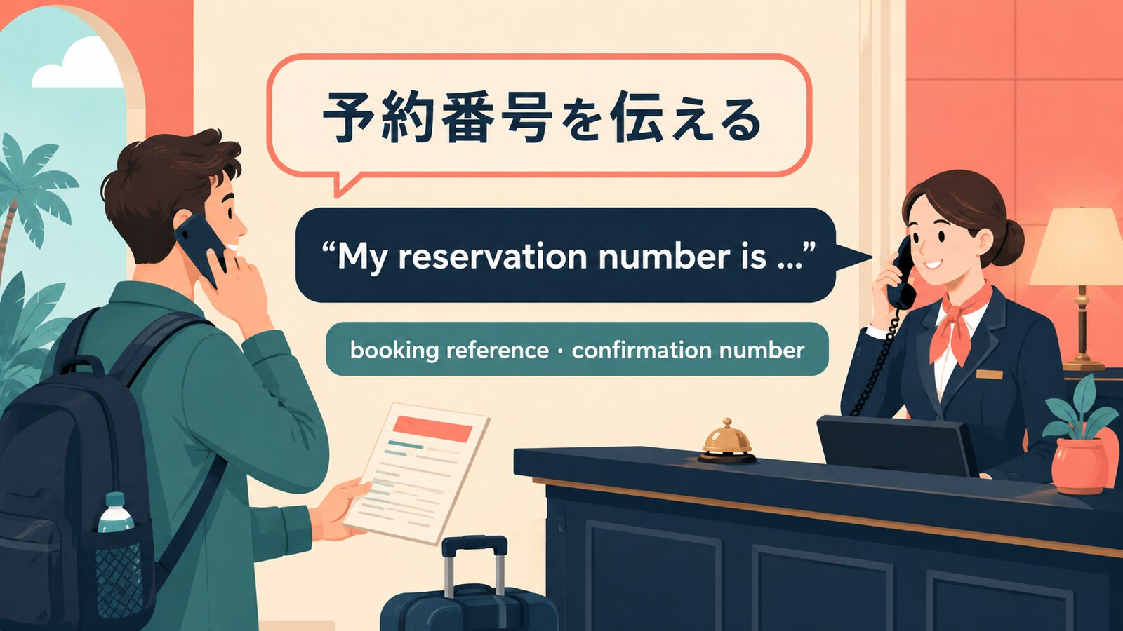 予約番号を電話で伝える英語