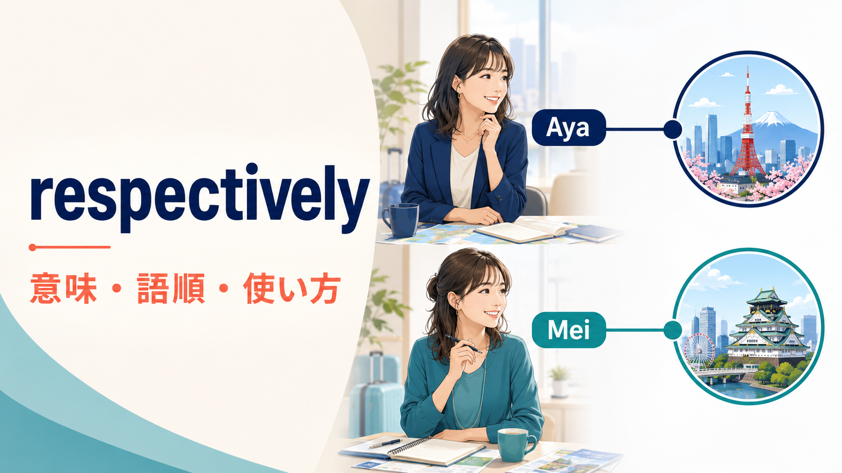 respectivelyの意味は？「それぞれ」の語順・使い方とeachとの違い