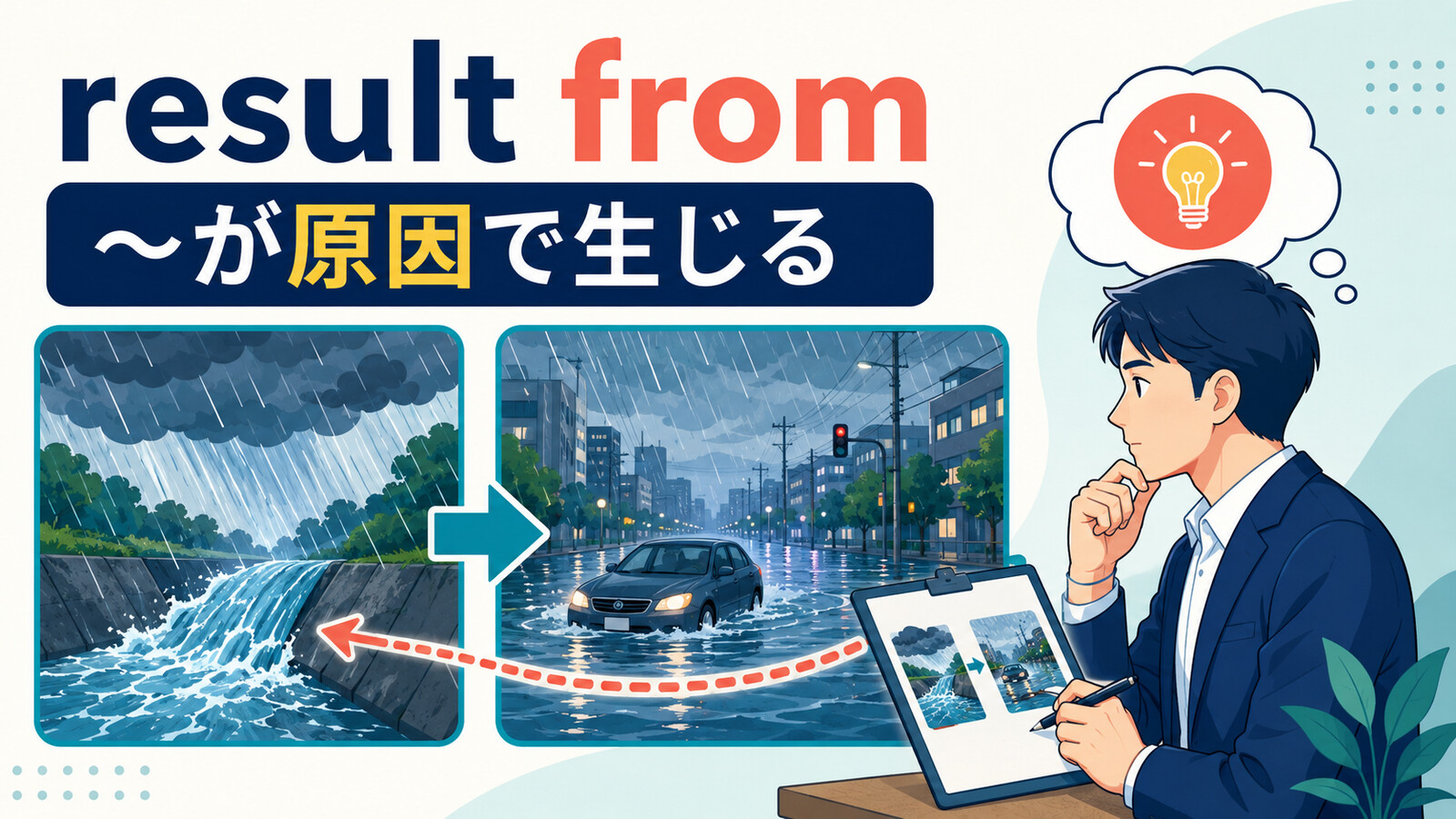 result fromは何かが原因で生じることを表す英語表現