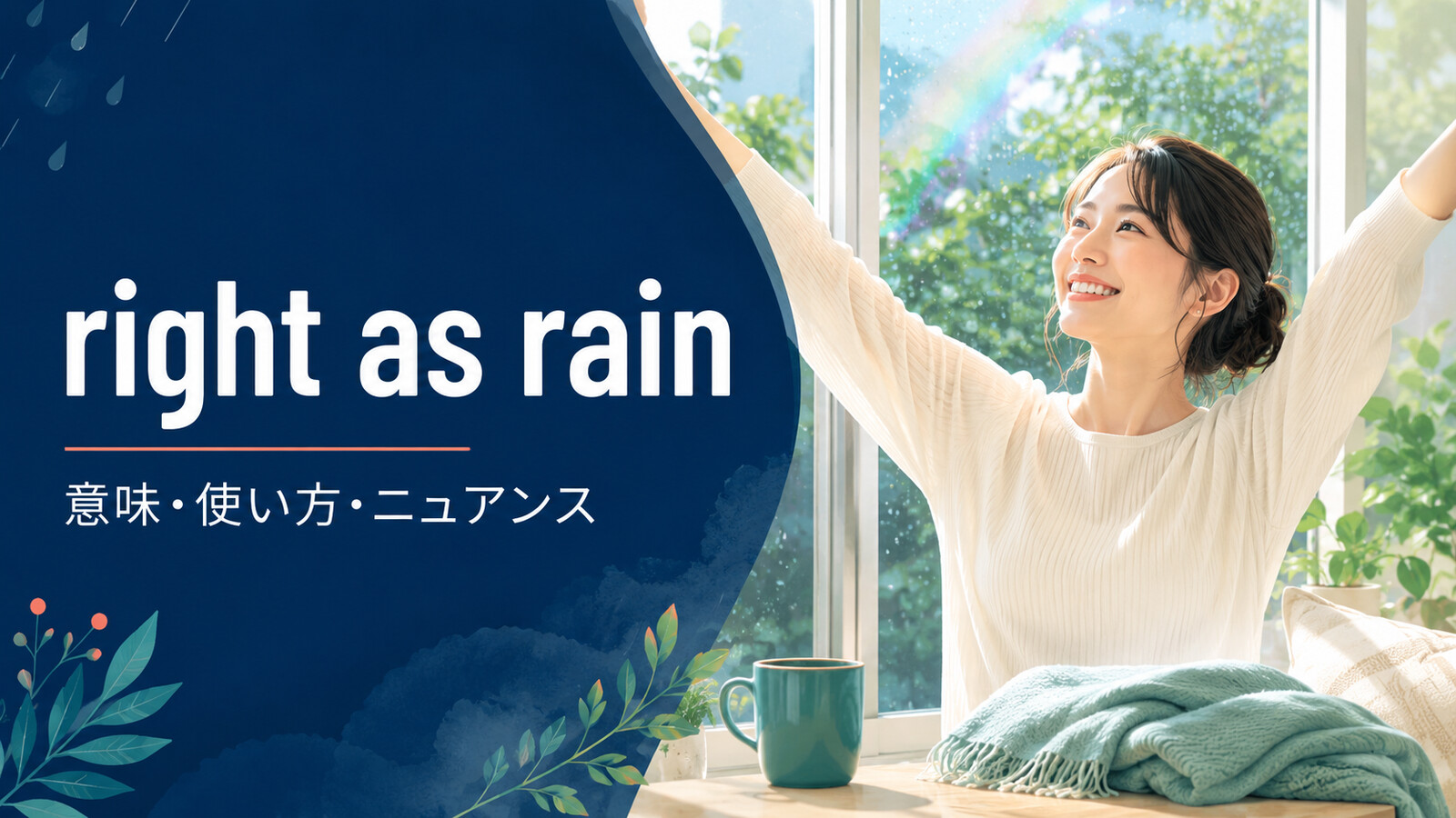 right as rainの意味は？「すっかり元気」の使い方とfeel betterとの違い