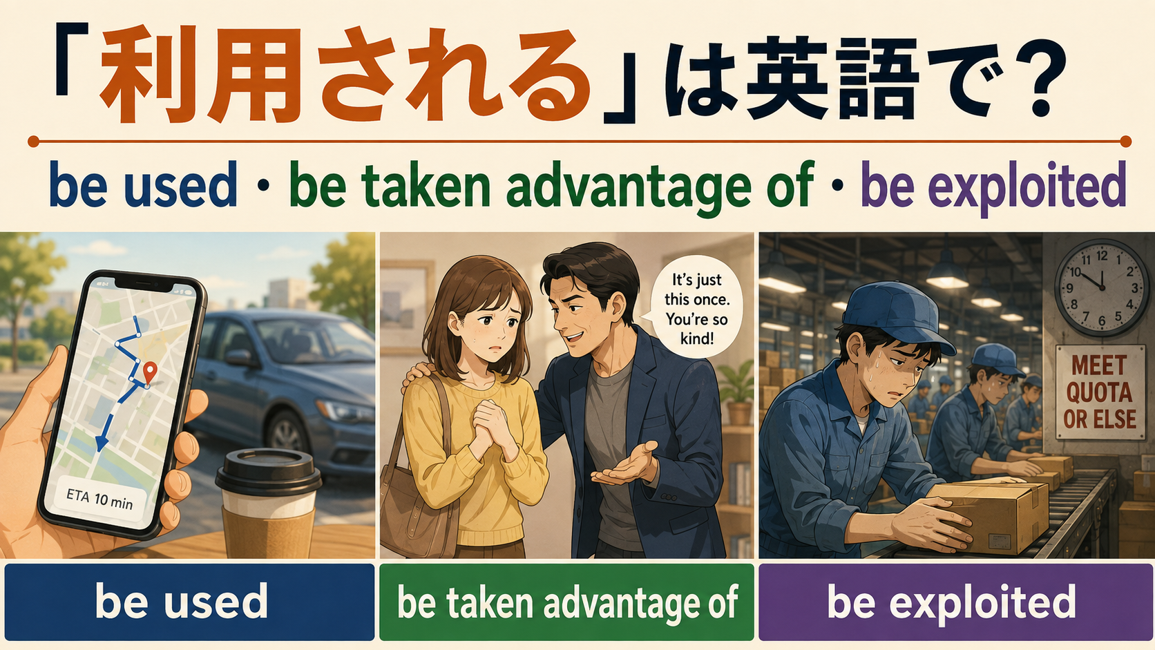 「利用される」は英語で？be used・be taken advantage of・be exploitedの違い