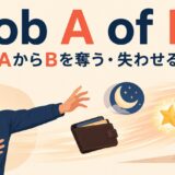 rob A of B(AからBを奪う・失わせる)の意味を表すイラスト