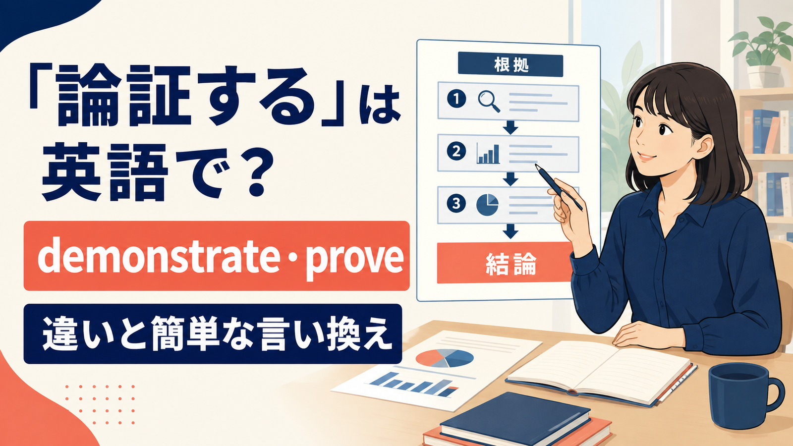 「論証する」の英語demonstrate・proveの違いと簡単な言い換え