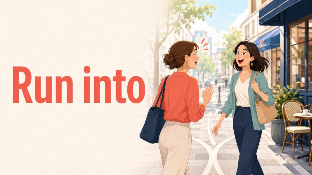 Run intoの偶然人に会う意味を表す英会話イラスト