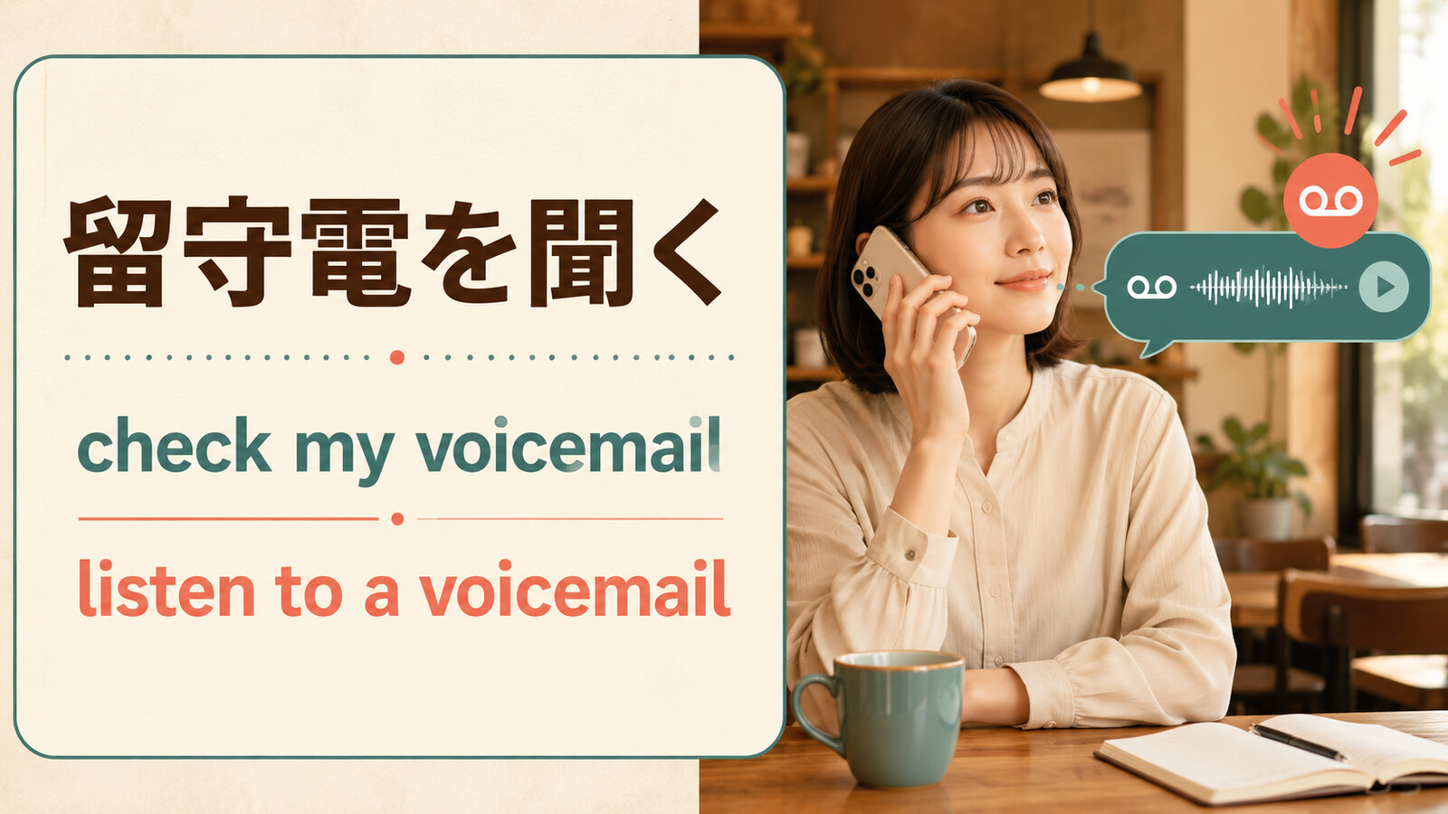 留守電を聞く英語 check my voicemail と listen to a voicemail