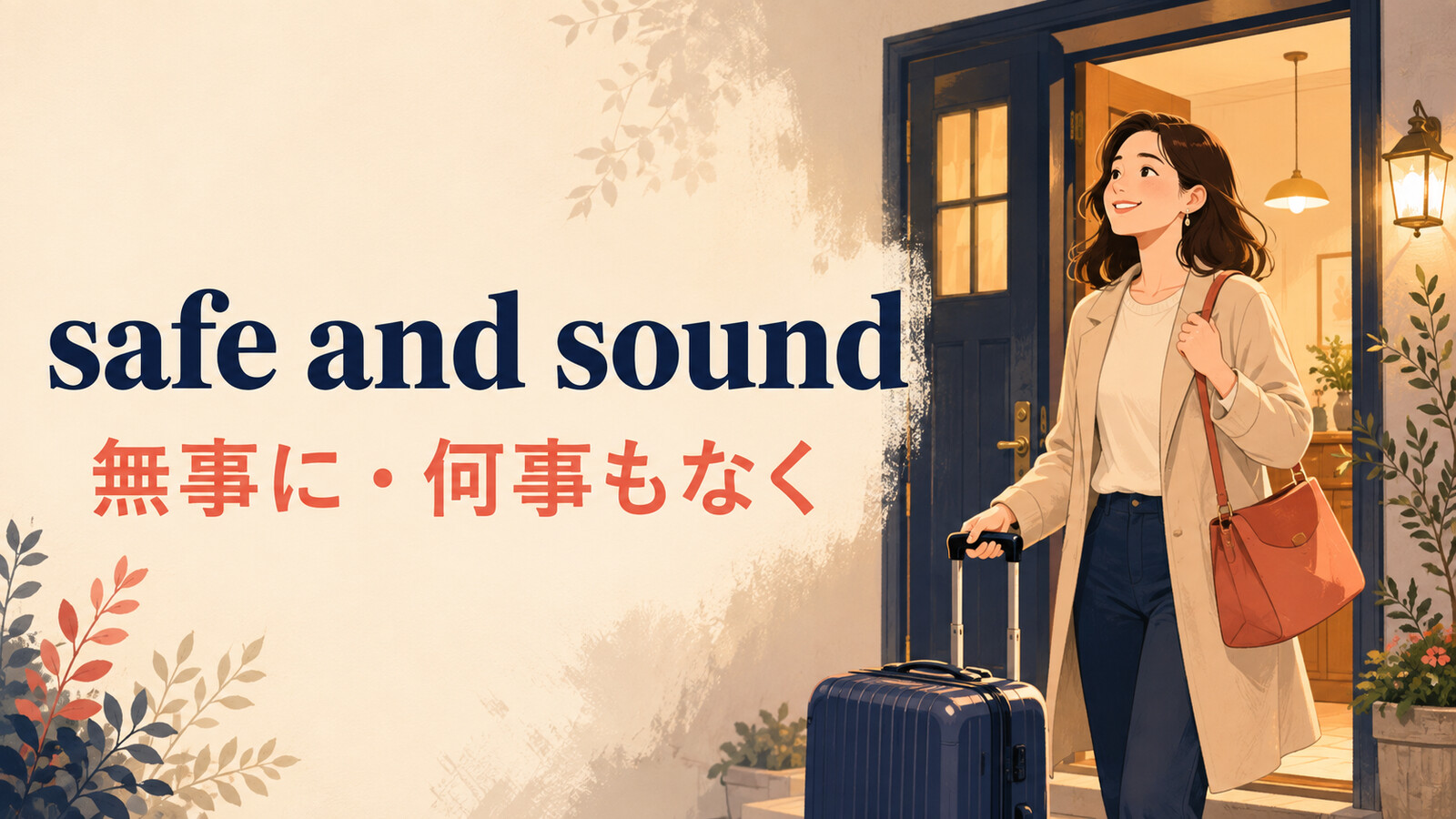 safe and soundの意味は？arrive・get homeでの使い方とsafelyとの違い