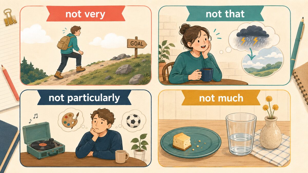 not very、not that、not particularly、not muchの違い