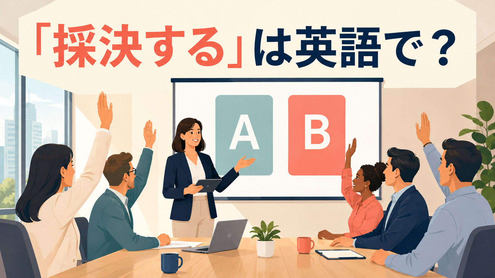 「採決する」は英語で？take a vote・put it to a voteの違いと簡単な言い換え