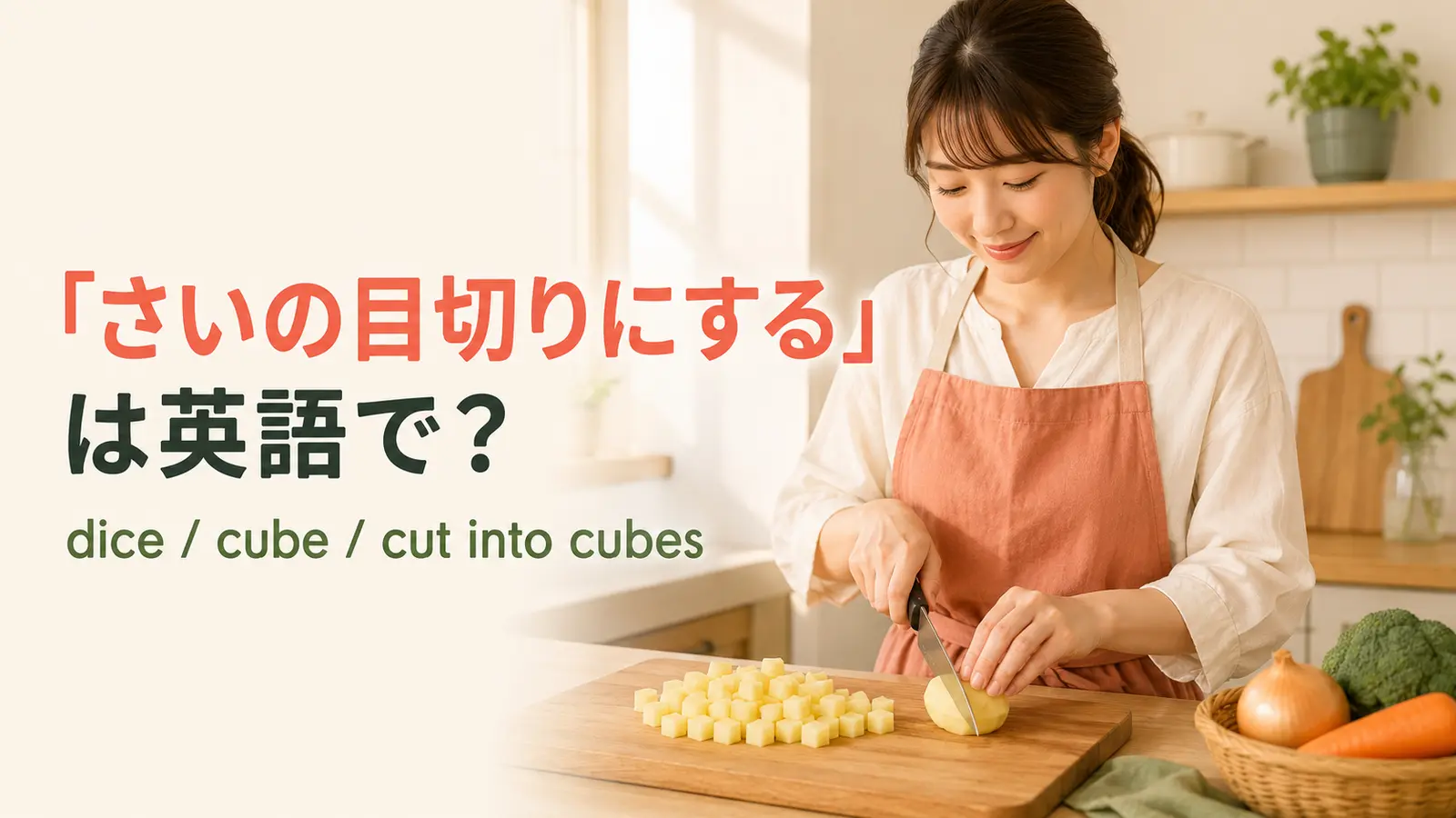 「さいの目切りにする」は英語で？dice・cube・cut into cubesの違い