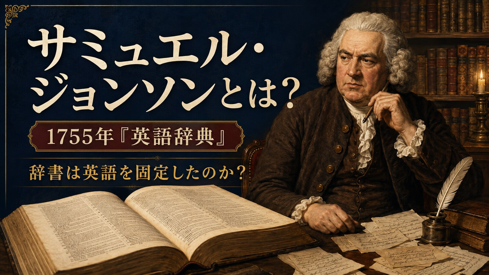 サミュエル・ジョンソンとは?1755年『英語辞典』と英語を固定したのかを解説するアイキャッチ