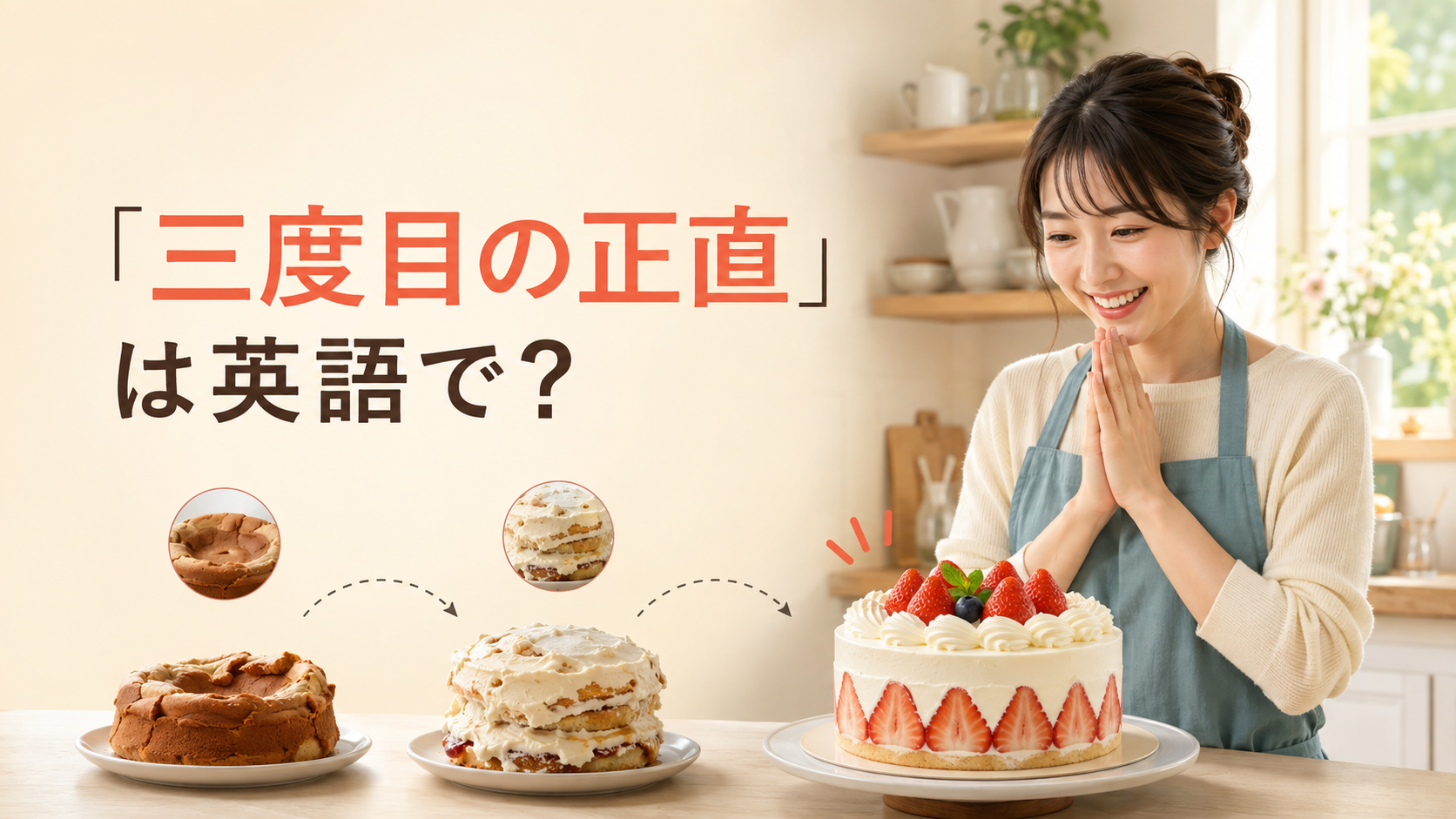 「三度目の正直」は英語で?を表す3回目の挑戦が成功するイラスト