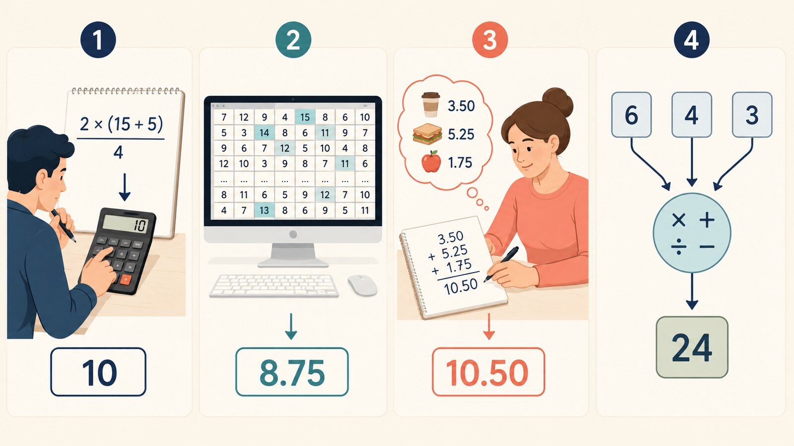 calculate・compute・work out・deriveに対応する4種類の算出方法