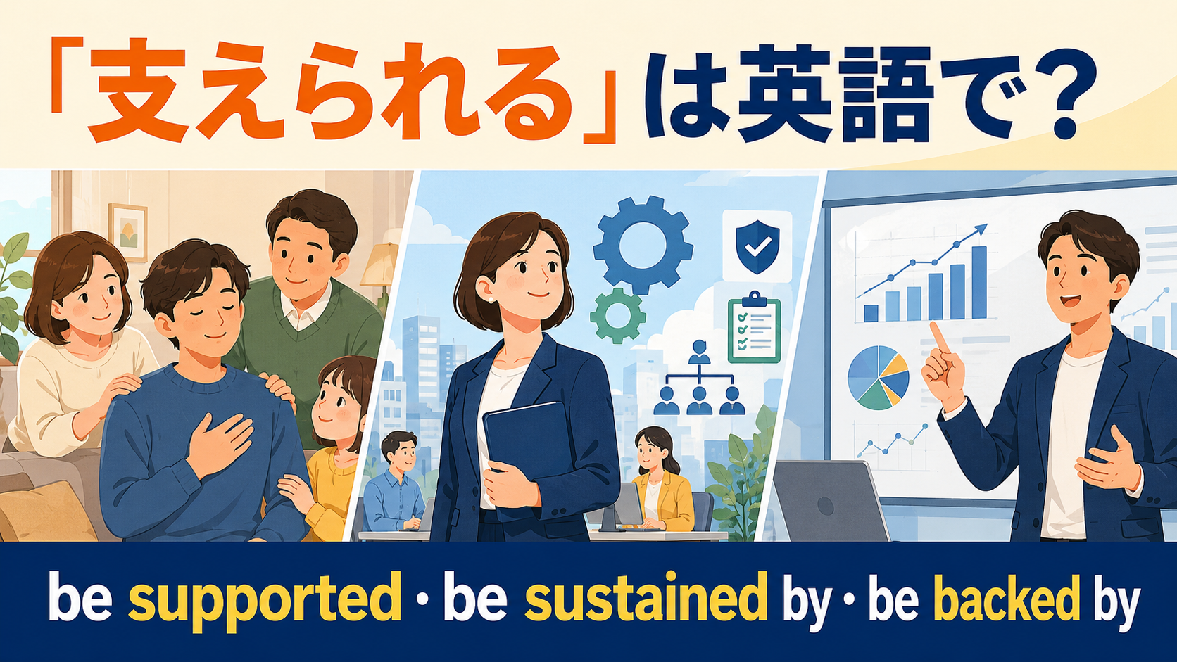 支えられるの英語表現を紹介するアイキャッチ画像
