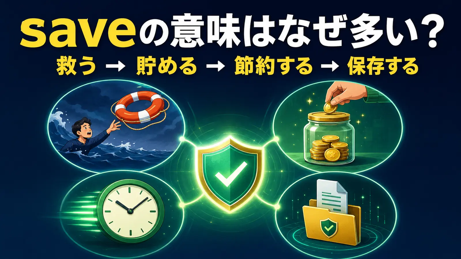 saveの救う・貯める・節約する・保存するという意味のつながり
