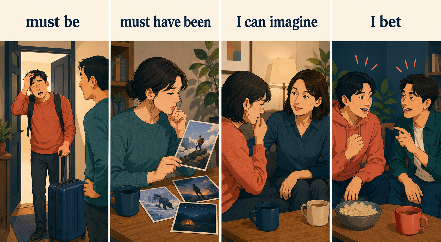 must be、must have been、I can imagine、I betの使い分け