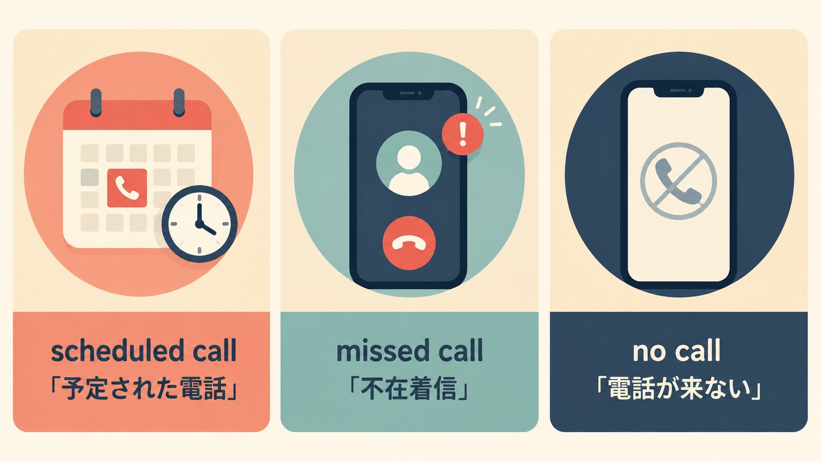 scheduled call・missed call・no callの違い