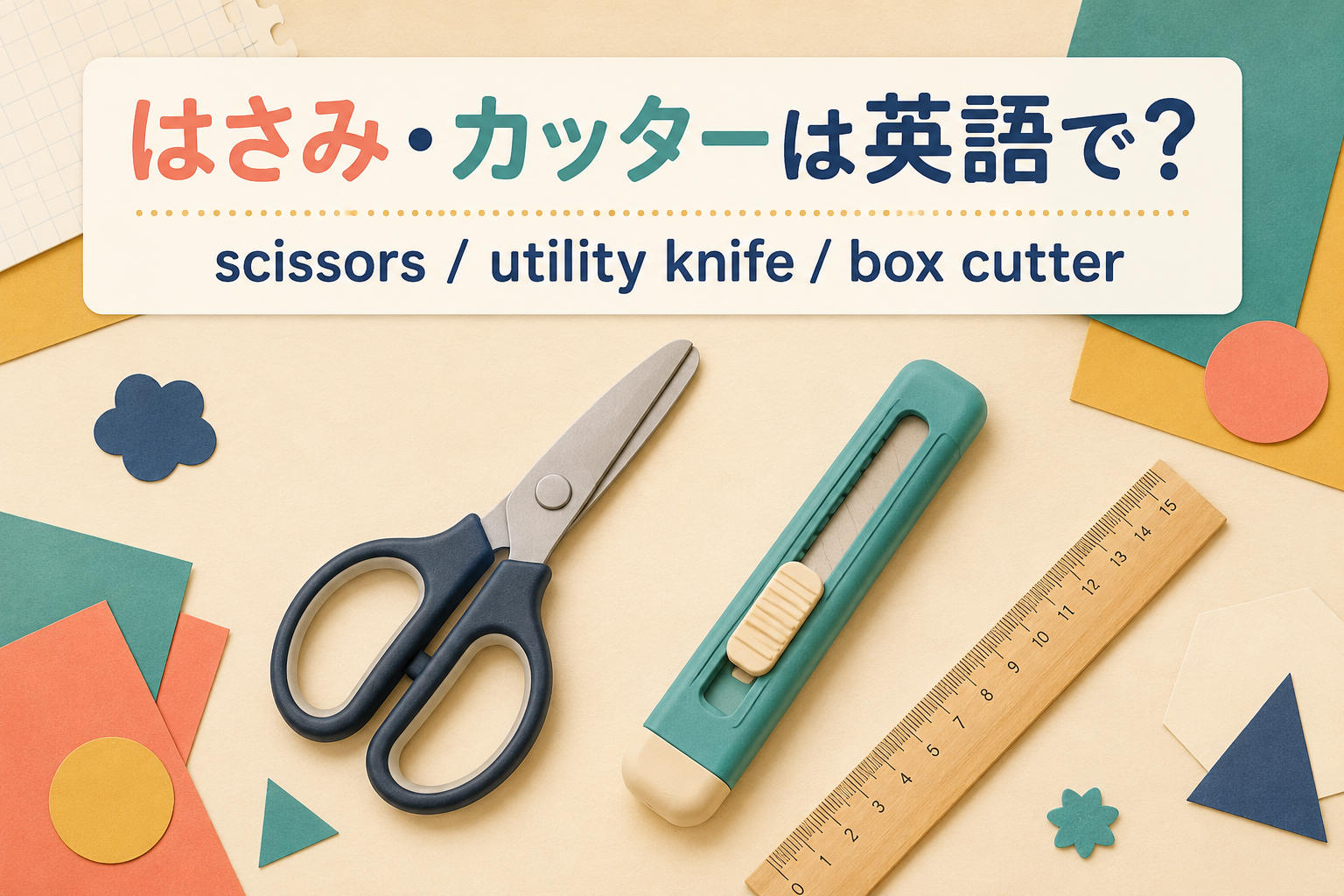 はさみ・カッターは英語でscissors・utility knife・box cutter