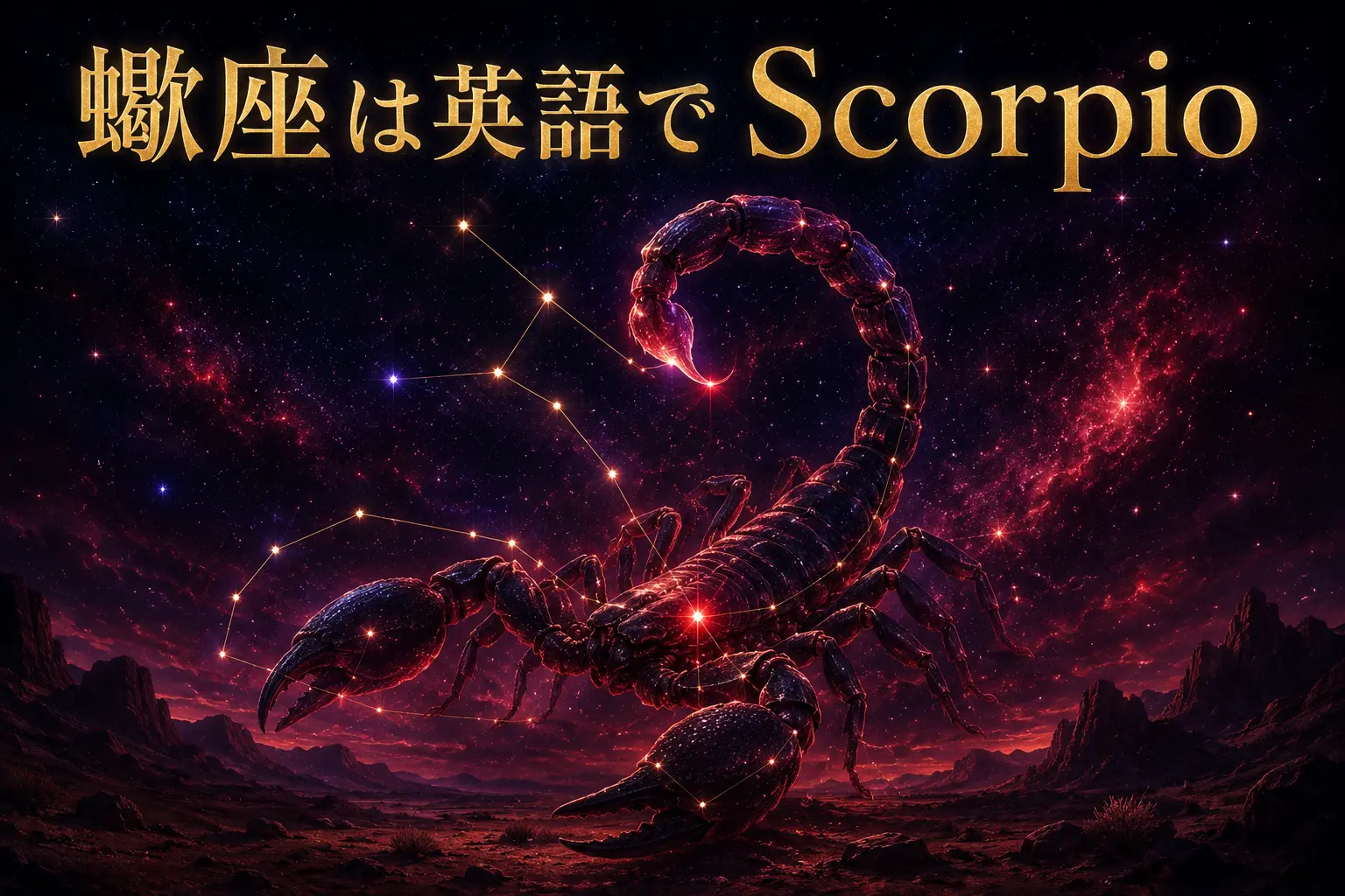 蠍座は英語でScorpio|赤いアンタレスと蠍の星座イラスト