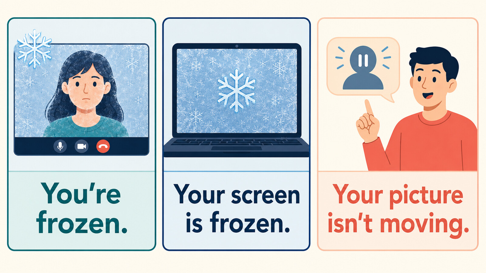 You're frozenとYour screen is frozenと簡単な英語の違いを表した図