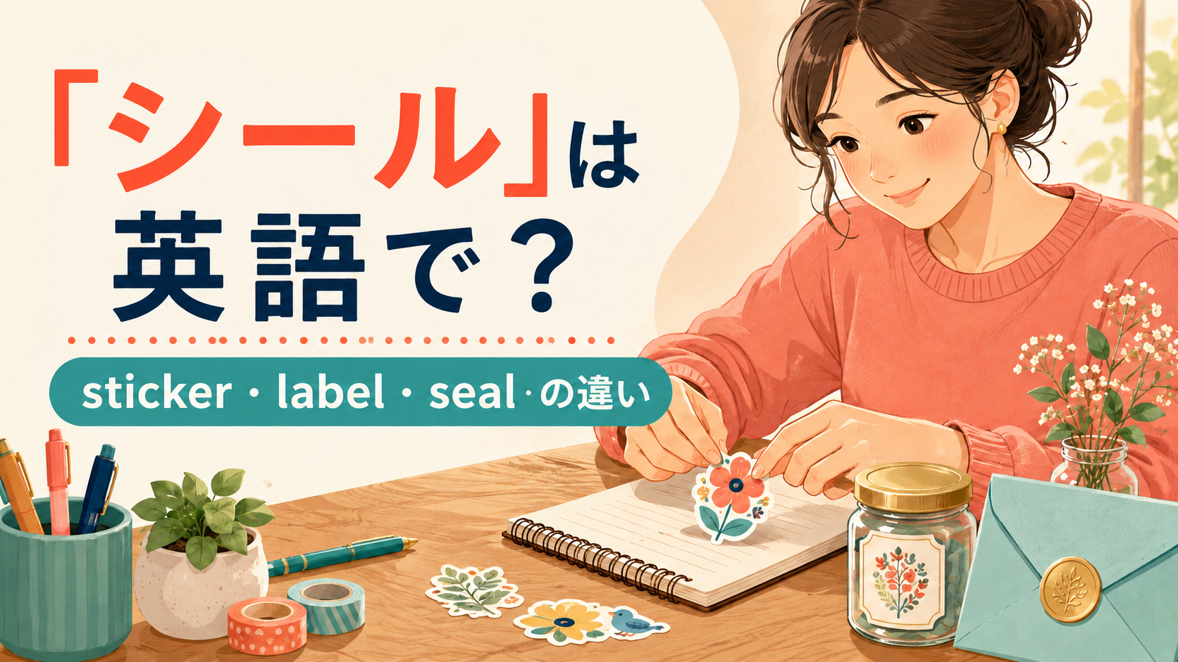 「シール」は英語で？sticker・label・sealの違いを紹介するアイキャッチ画像